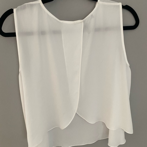 BCBGMaxAzria sheer white, open back tank top.  Gently worn / size small - Picture 5 of 6